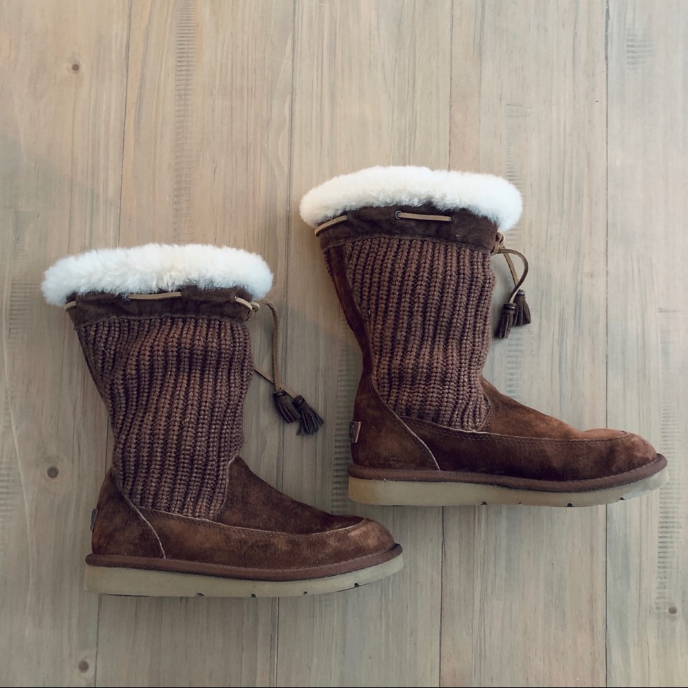 UGG Women’s Size 6 Crocheted Shearling Sweater Boots